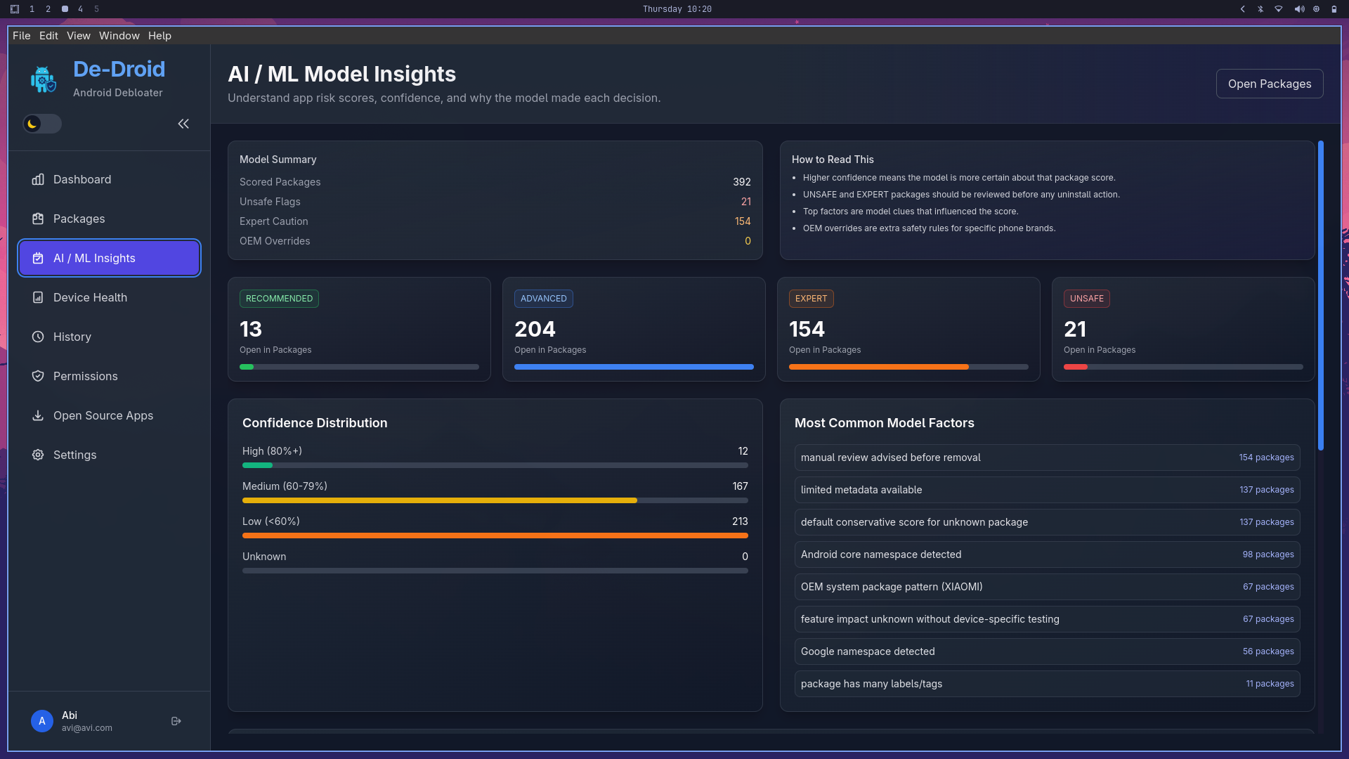 De-Droid AI/ML Insights