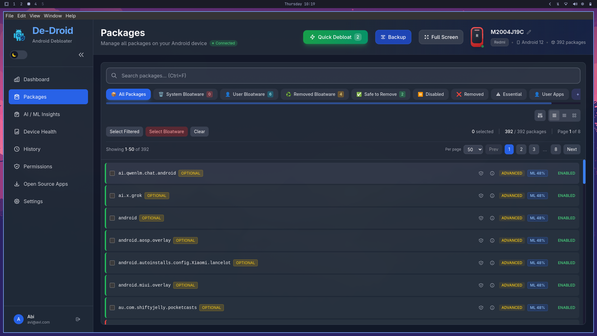 De-Droid Package Listing